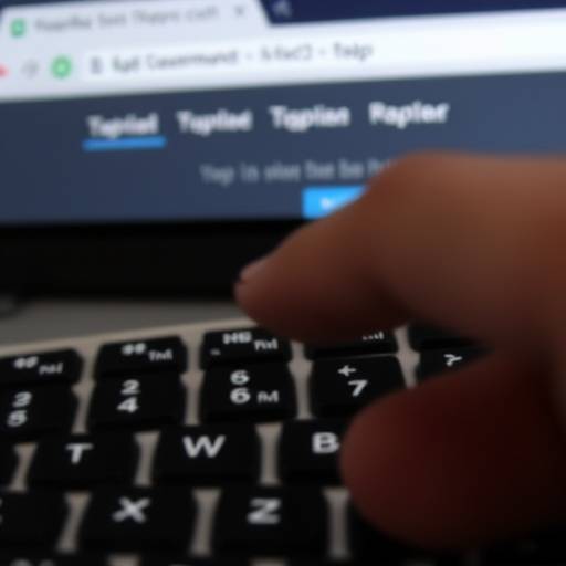 A hand pressing the tab key on a keyboard to navigate a website.