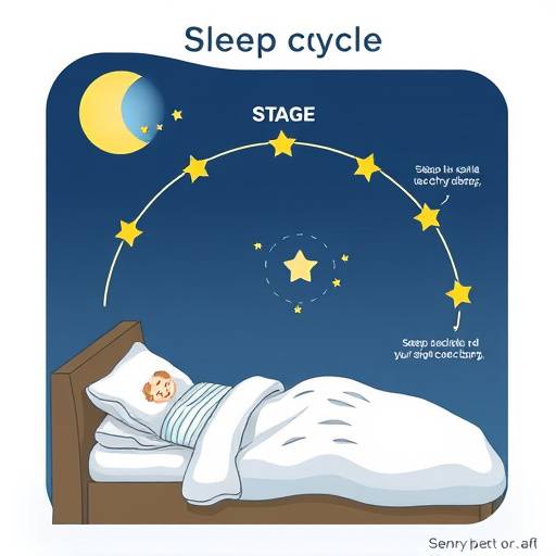 Illustration of the different stages of a sleep cycle