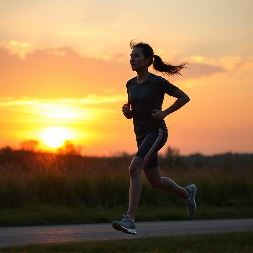 Person jogging outdoors at sunrise, highlighting the benefits of morning exercise